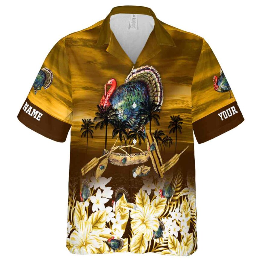 Custom Turkey Sunset Beach Canoe Hawaiian Shirt Fashion forward