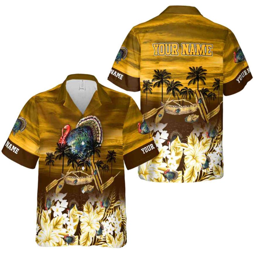 Custom Turkey Sunset Beach Canoe Hawaiian Shirt Premium grade