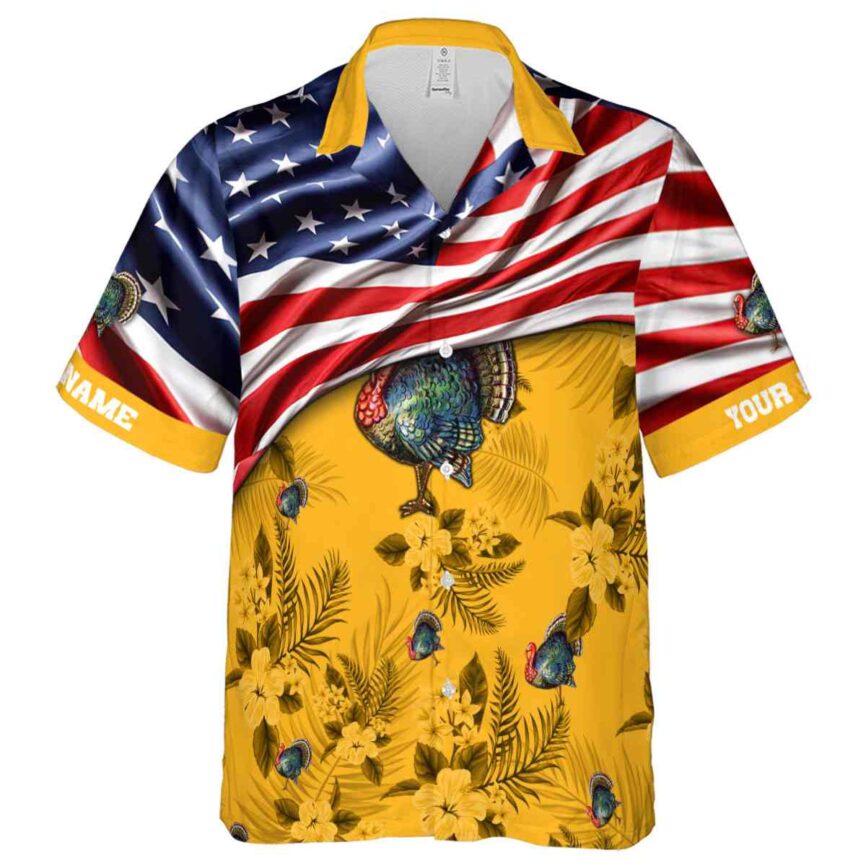 Custom Turkey US Flag Themed Hawaiian Shirt Fashion forward