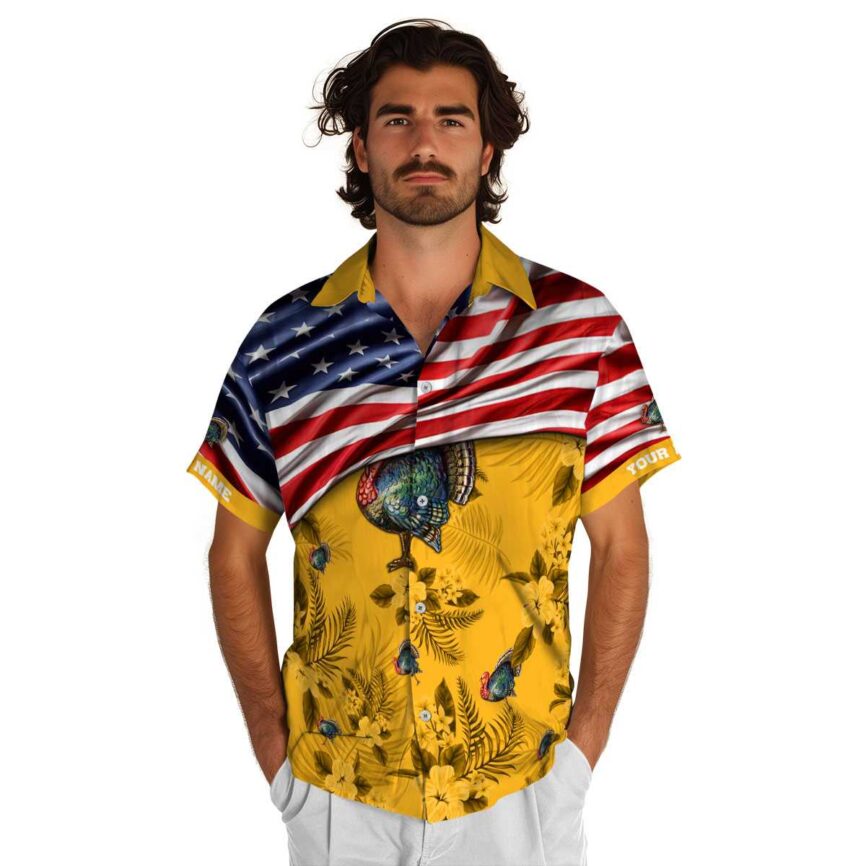 Custom Turkey US Flag Themed Hawaiian Shirt New Arrival