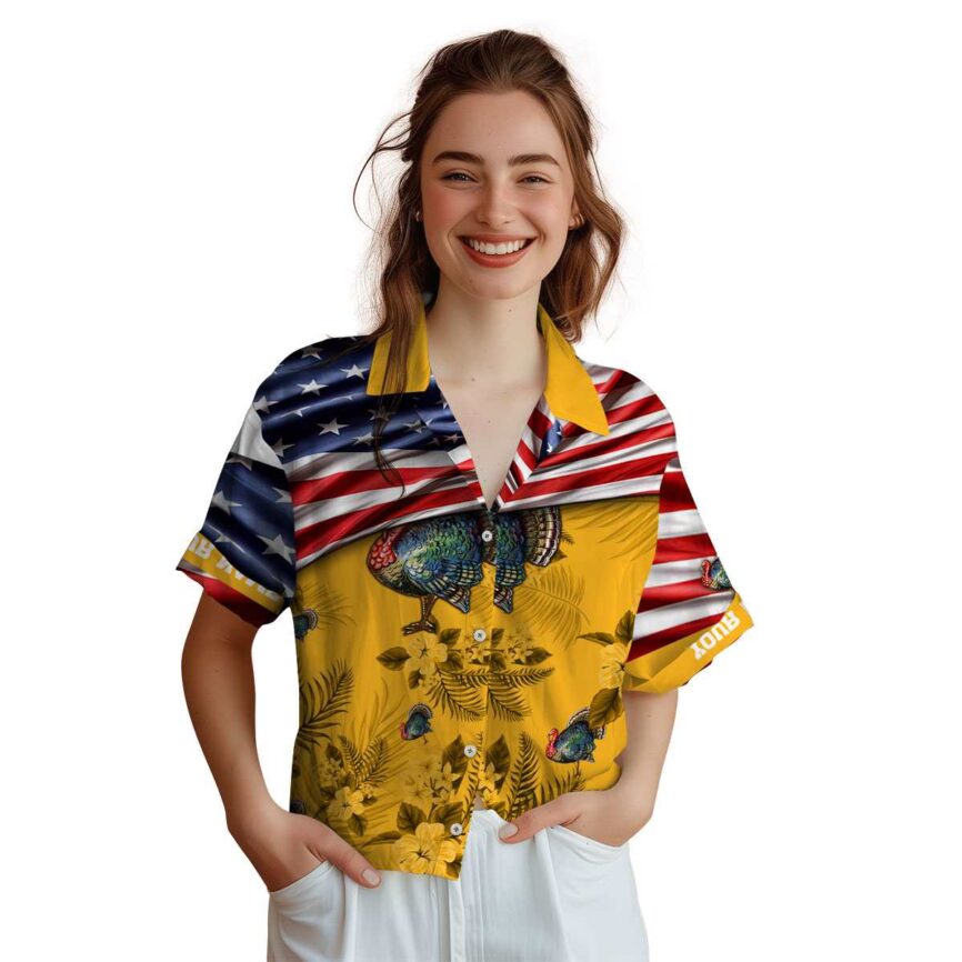 Custom Turkey US Flag Themed Hawaiian Shirt Top rated