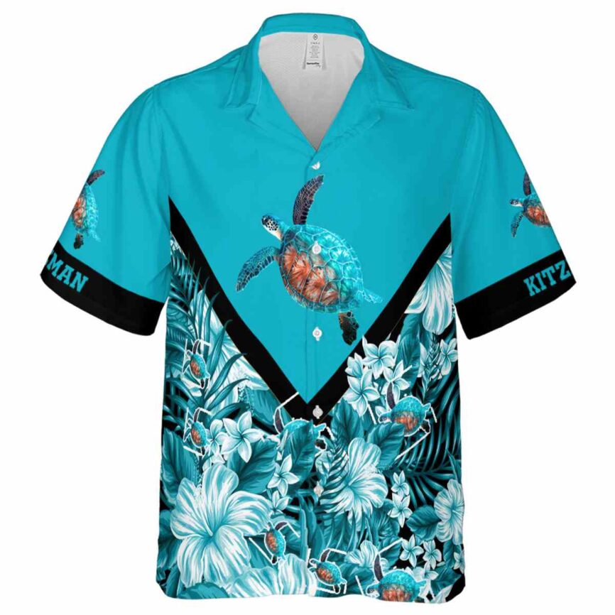 Custom Turtle Bold Floral Number Hawaiian Shirt Fashion forward