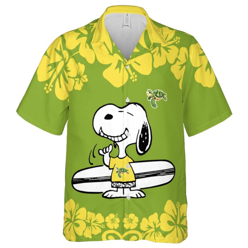 Custom Turtle Surfing Snoopy Hawaiian Shirt Fashion forward