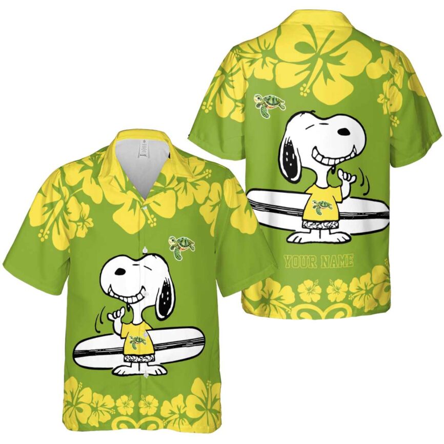 Custom Turtle Surfing Snoopy Hawaiian Shirt Premium grade