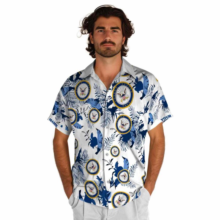 Custom US Navy Leafy Accents Hawaiian Shirt New Arrival