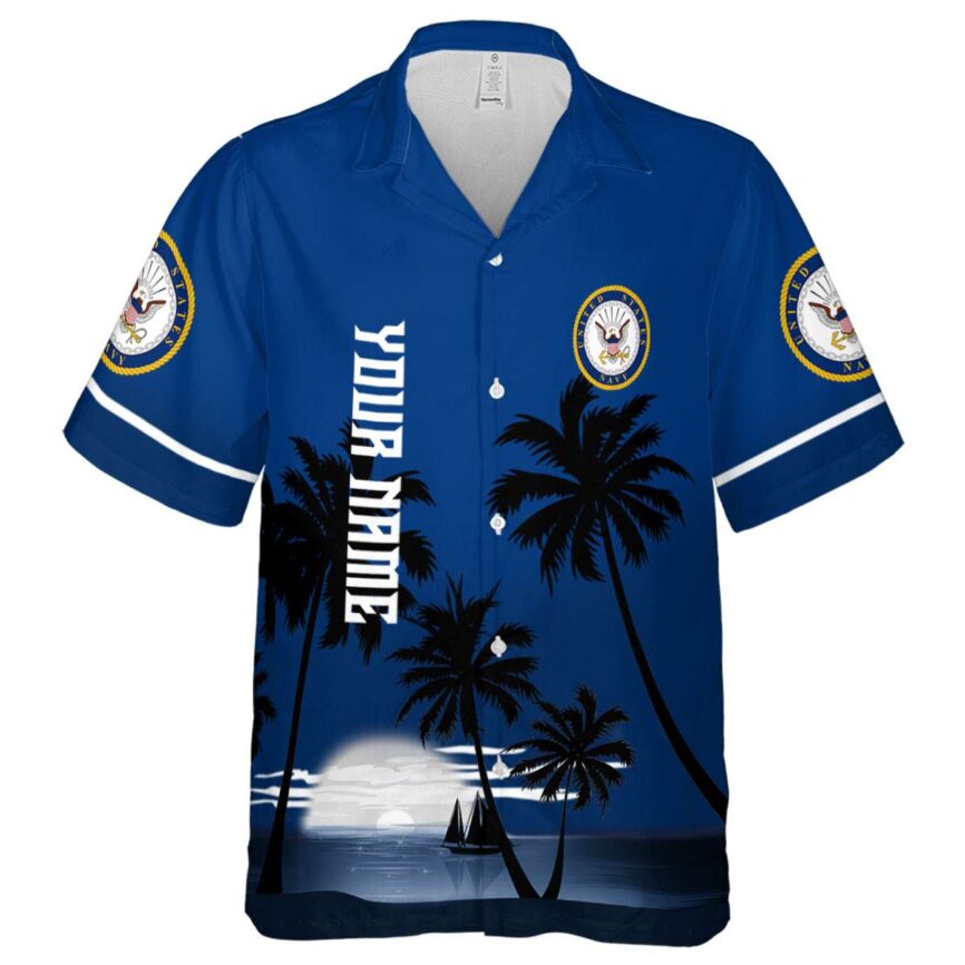 Custom US Navy Ocean Sunset Hawaiian Shirt Fashion forward