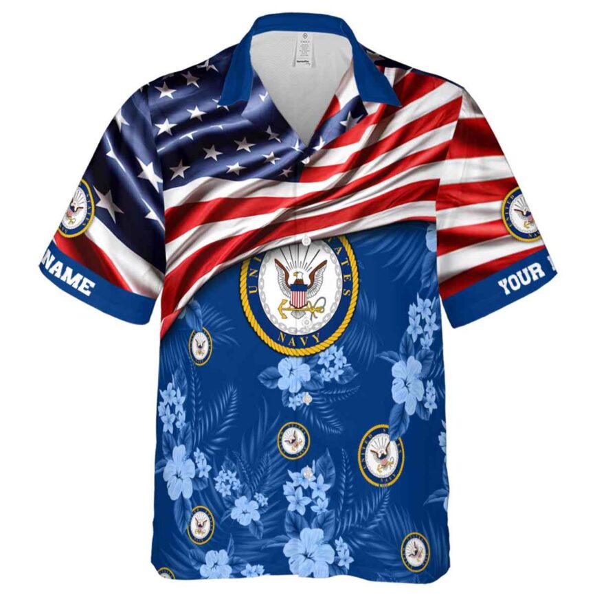 Custom US Navy US Flag Themed Hawaiian Shirt Fashion forward