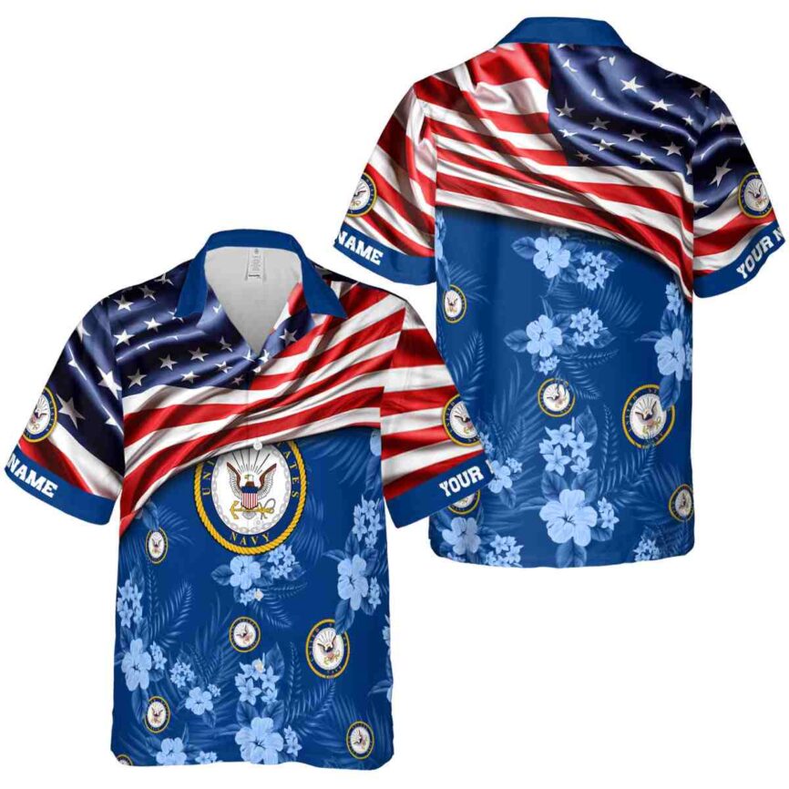 Custom US Navy US Flag Themed Hawaiian Shirt Premium grade