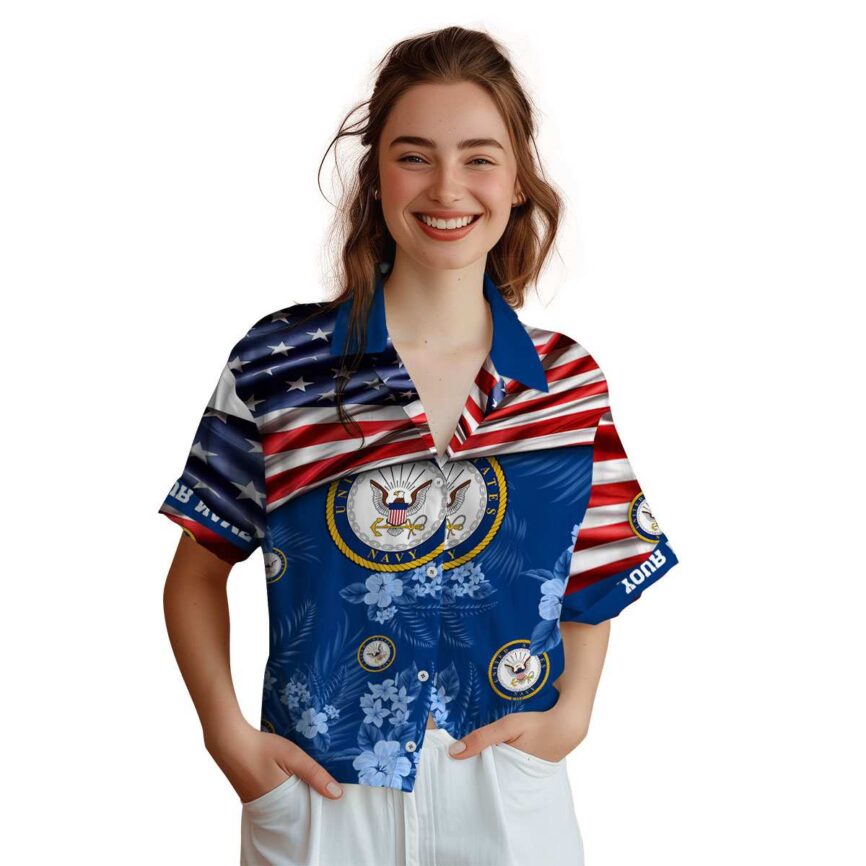 Custom US Navy US Flag Themed Hawaiian Shirt Top rated