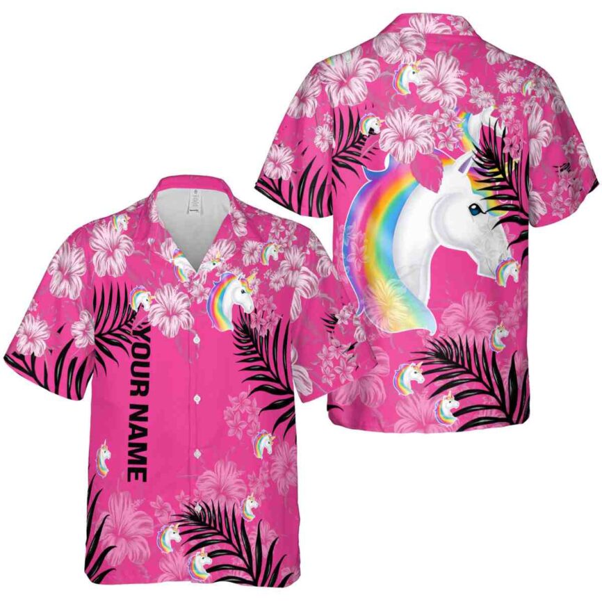 Custom Unicorn Hibiscus Pattern Hawaiian Shirt Premium grade