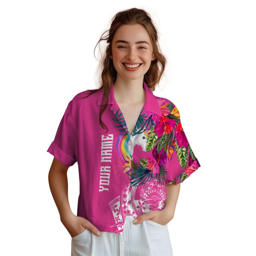 Custom Unicorn Polynesian Flowers Hawaiian Shirt Top rated