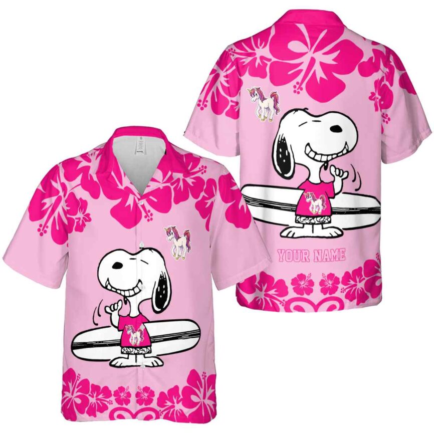 Custom Unicorn Surfing Snoopy Hawaiian Shirt Premium grade