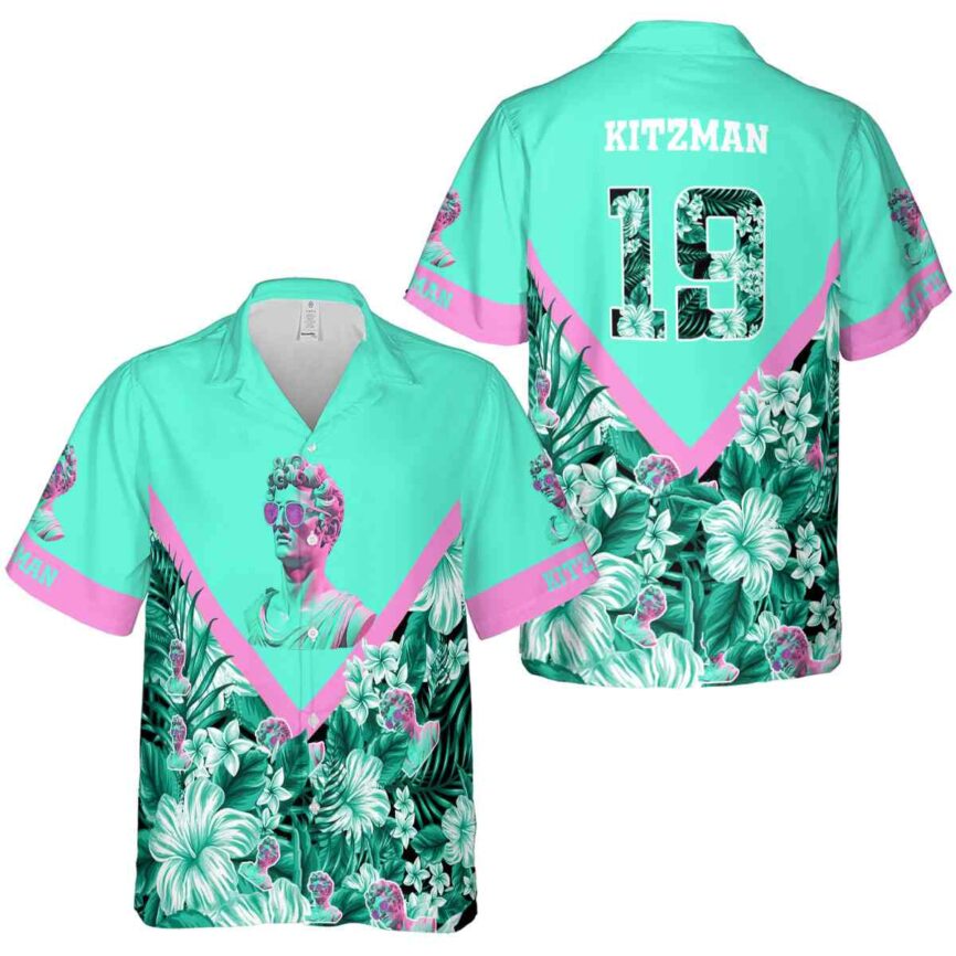 Custom Vaporwave Bold Floral Number Hawaiian Shirt Premium grade