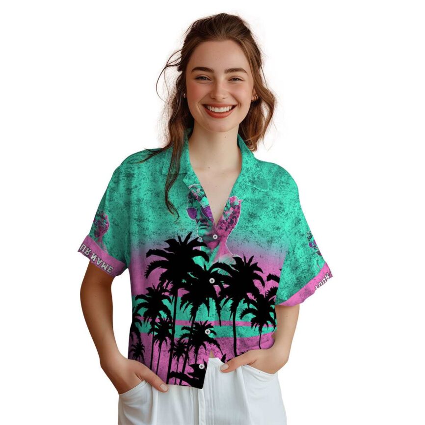 Custom Vaporwave Sunset Gradient Hawaiian Shirt Top rated