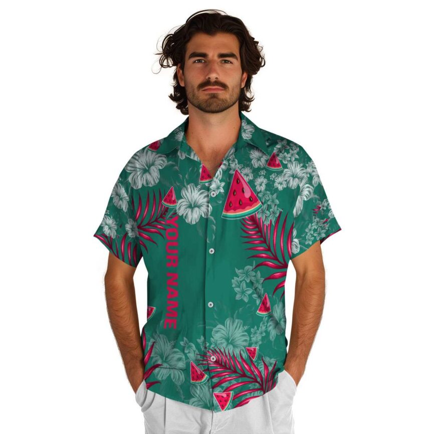 Custom Watermelon Hibiscus Pattern Hawaiian Shirt New Arrival