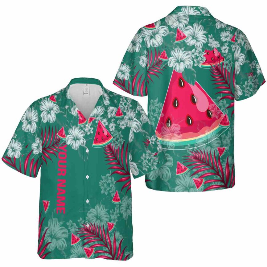 Custom Watermelon Hibiscus Pattern Hawaiian Shirt Premium grade