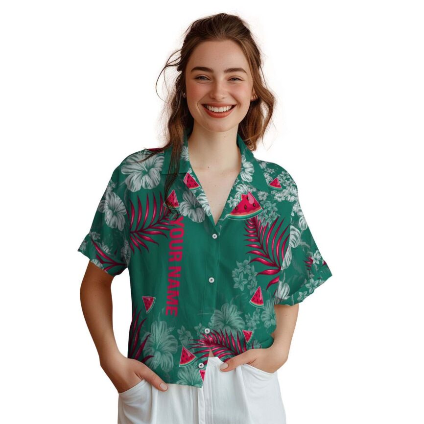 Custom Watermelon Hibiscus Pattern Hawaiian Shirt Top rated