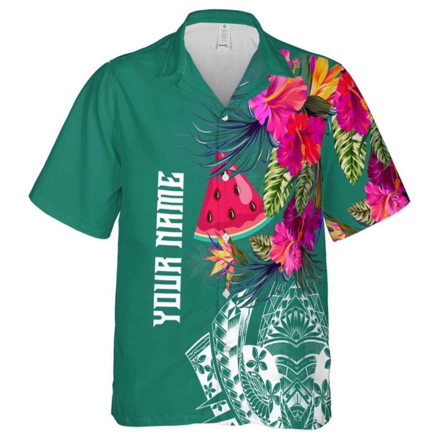 Custom Watermelon Polynesian Flowers Hawaiian Shirt Fashion forward