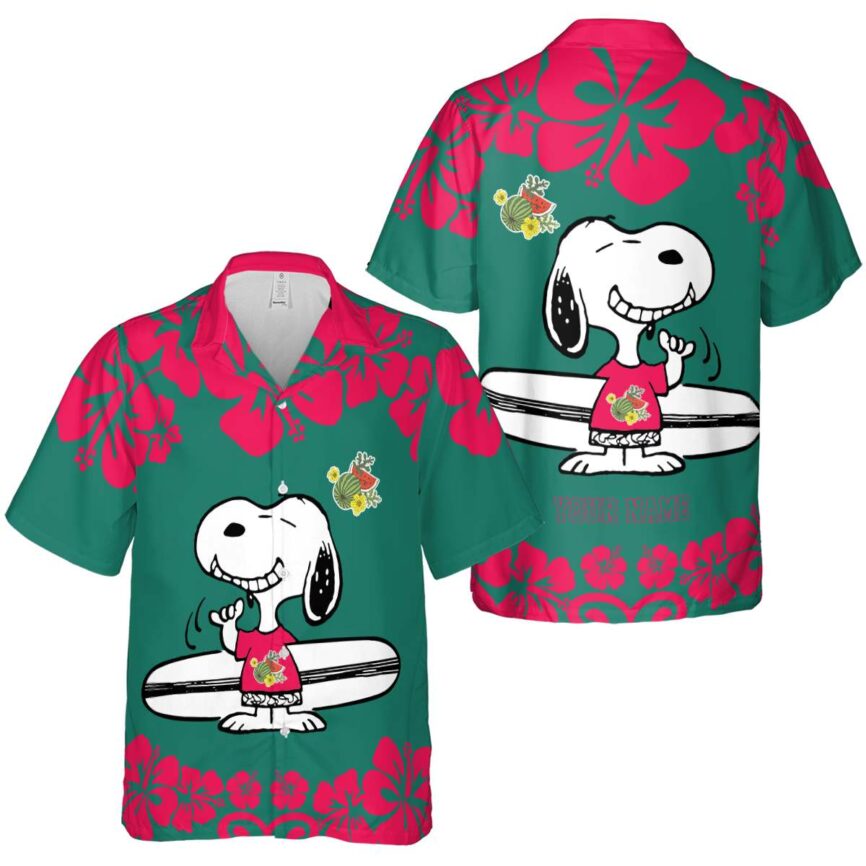 Custom Watermelon Surfing Snoopy Hawaiian Shirt Premium grade