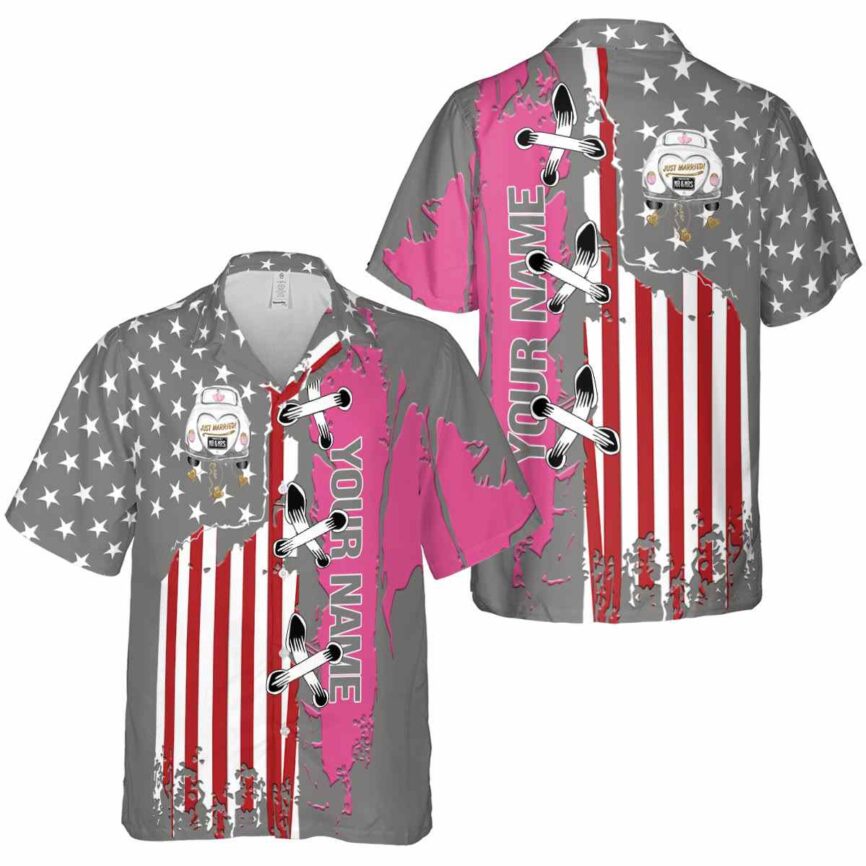 Custom Wedding Flag Stitches Hawaiian Shirt Premium grade