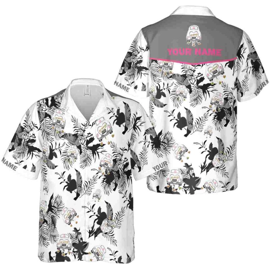 Custom Wedding Leafy Accents Hawaiian Shirt Premium grade