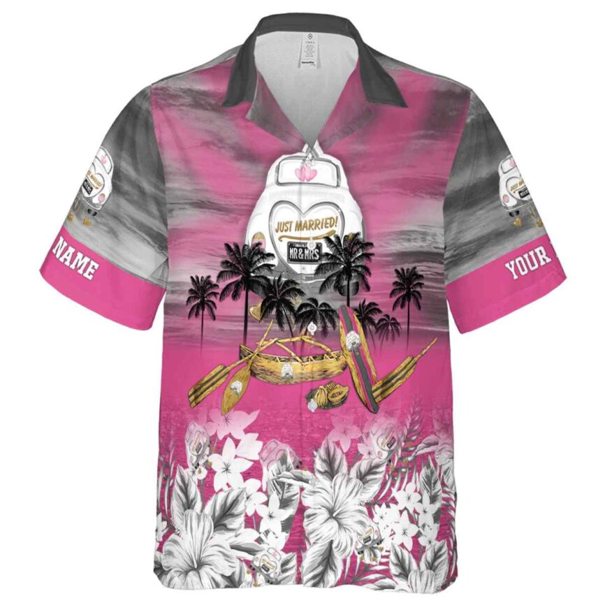 Custom Wedding Sunset Beach Canoe Hawaiian Shirt Fashion forward