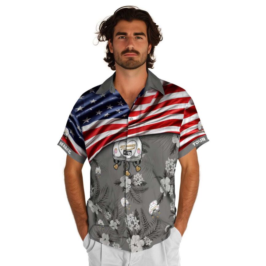 Custom Wedding US Flag Themed Hawaiian Shirt New Arrival