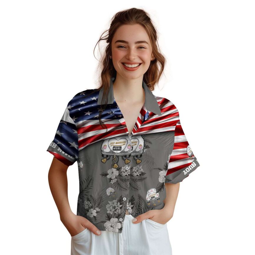 Custom Wedding US Flag Themed Hawaiian Shirt Top rated