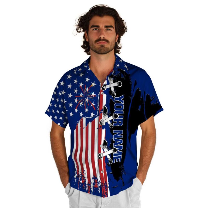 Customized 4th Of July Flag Stitches Hawaiian Shirt New Arrival