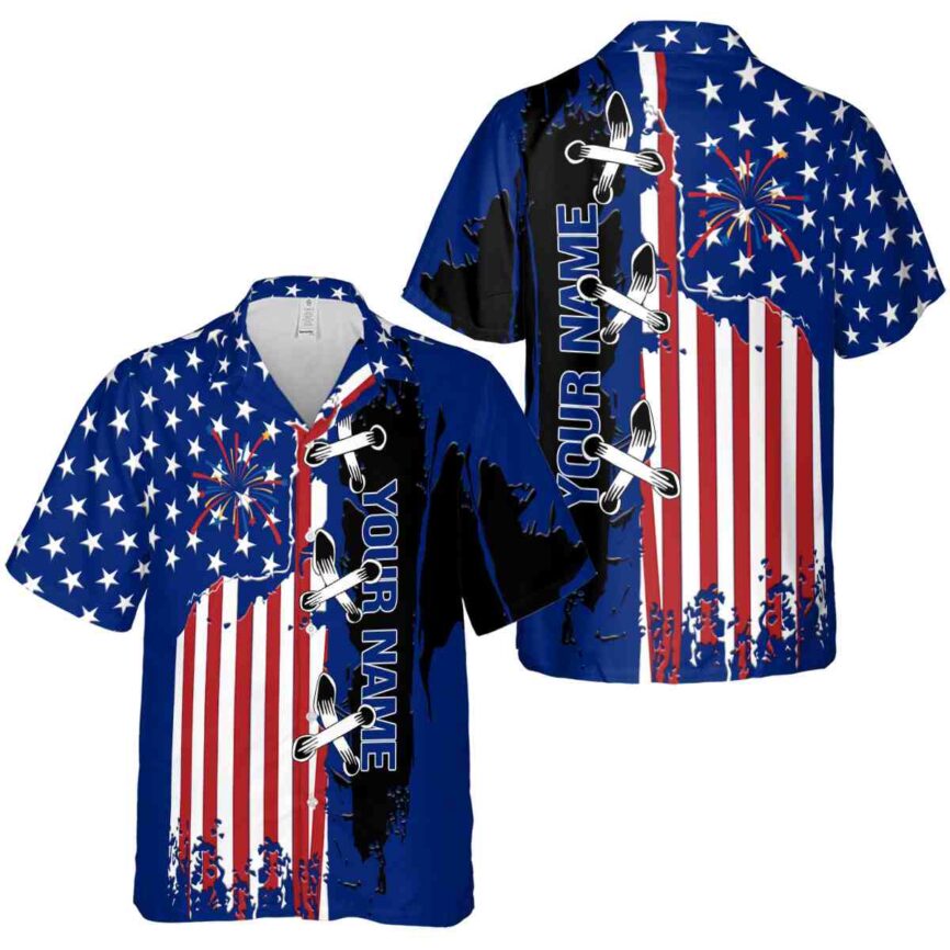 Customized 4th Of July Flag Stitches Hawaiian Shirt Premium grade