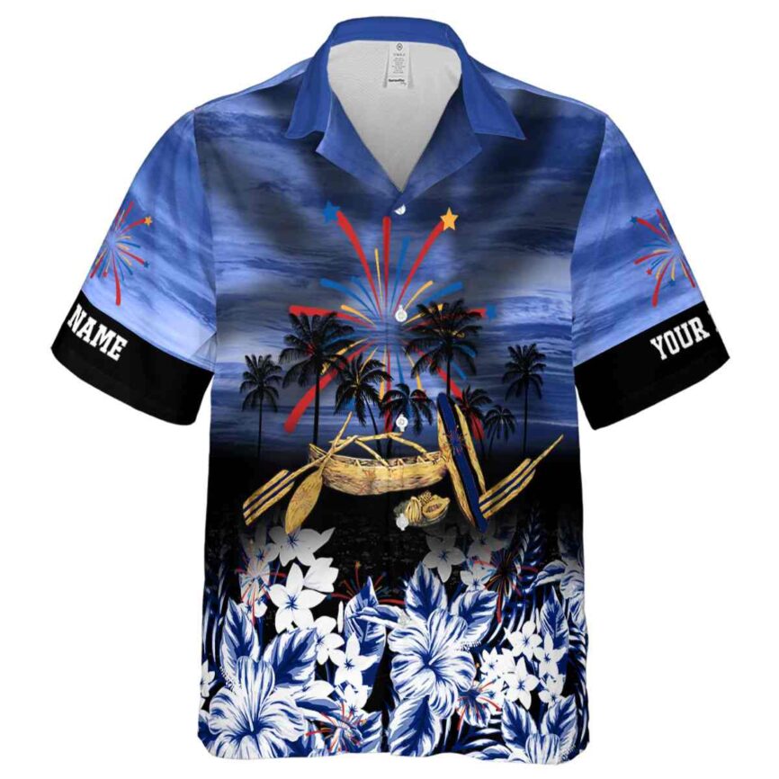 Customized 4th Of July Sunset Beach Canoe Hawaiian Shirt Fashion forward