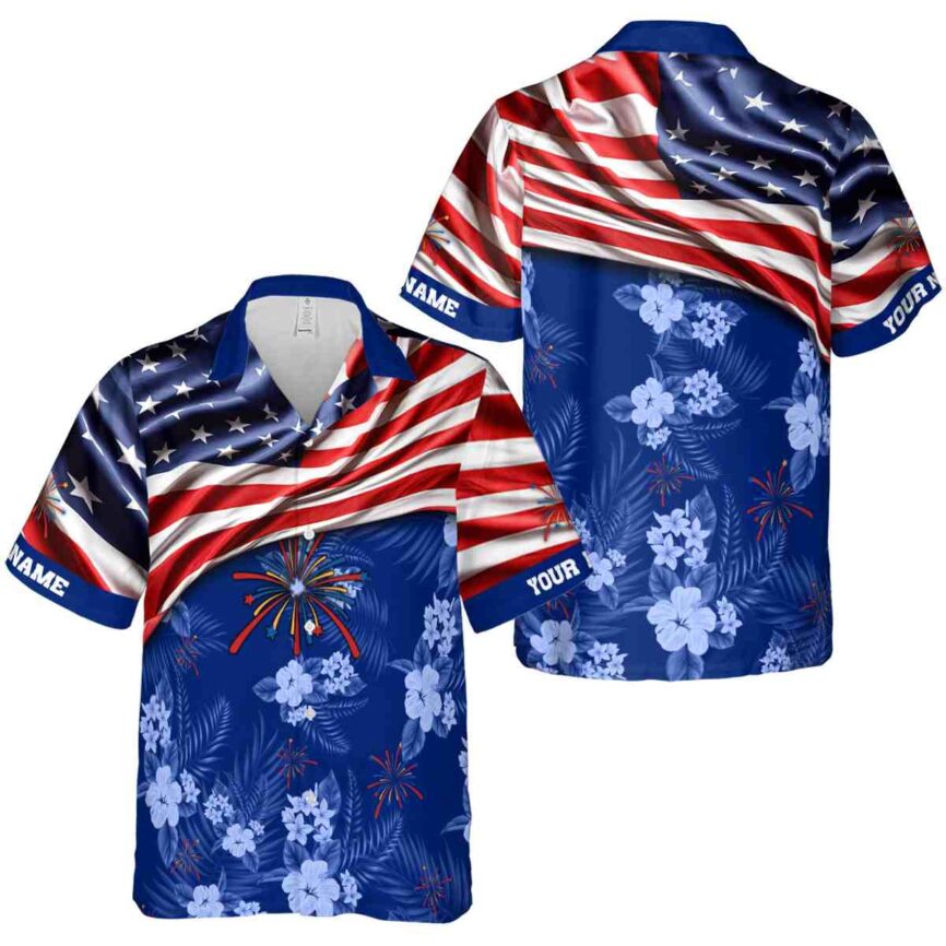 Customized 4th Of July US Flag Themed Hawaiian Shirt Premium grade