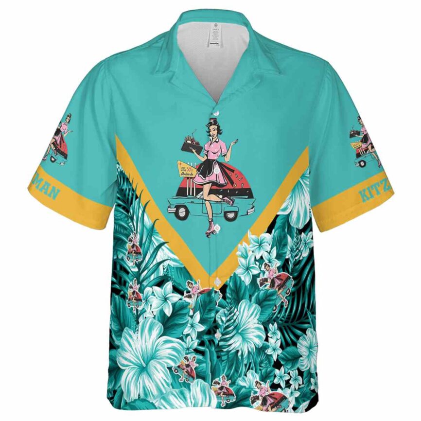 Customized 50s Bold Floral Number Hawaiian Shirt Fashion forward