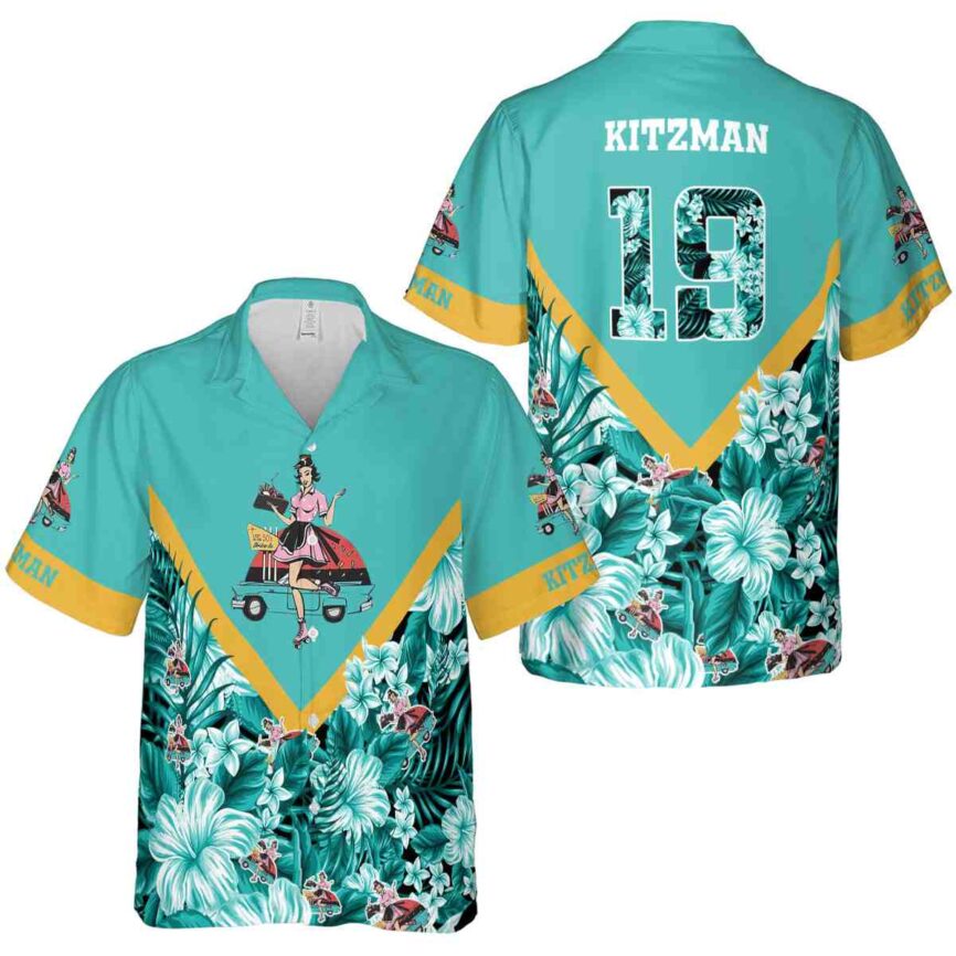 Customized 50s Bold Floral Number Hawaiian Shirt Premium grade