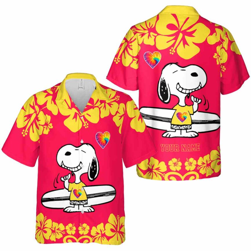 Customized 60s Surfing Snoopy Hawaiian Shirt Premium grade