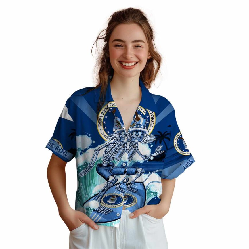 Customized Air Force Grateful Dead Motif Hawaiian Shirt Top rated