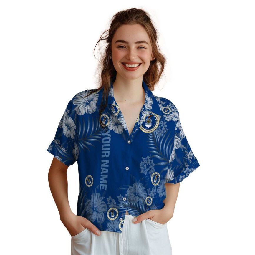 Customized Air Force Hibiscus Pattern Hawaiian Shirt Top rated