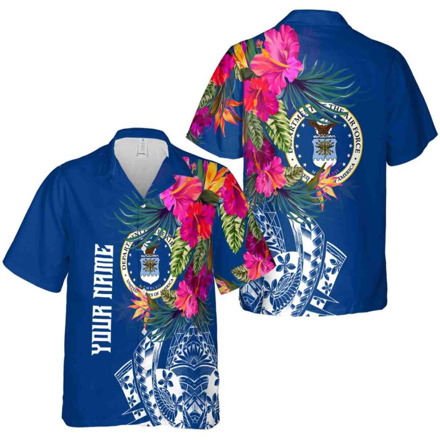 Customized Air Force Polynesian Flowers Hawaiian Shirt Premium grade