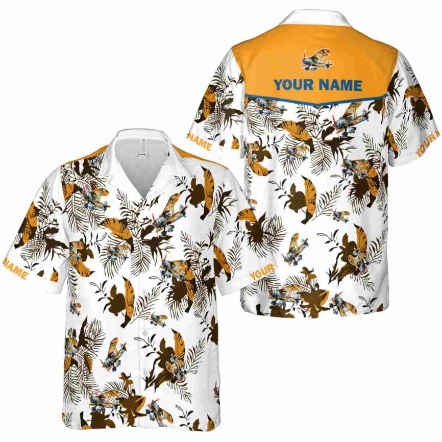 Customized Airplane Leafy Accents Hawaiian Shirt Premium grade