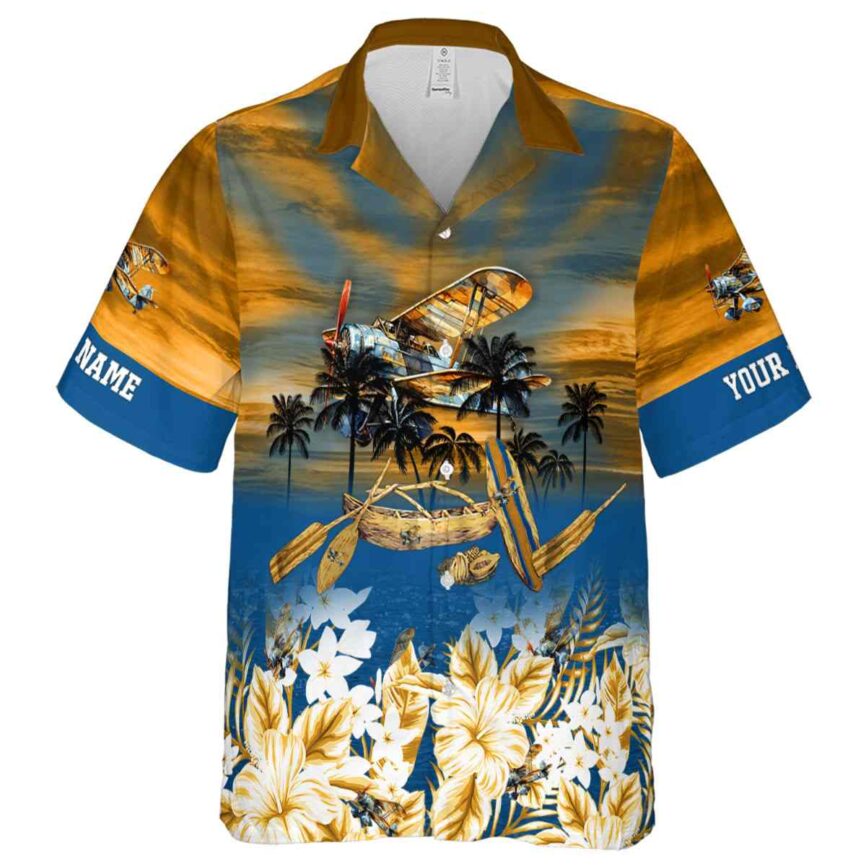 Customized Airplane Sunset Beach Canoe Hawaiian Shirt Fashion forward