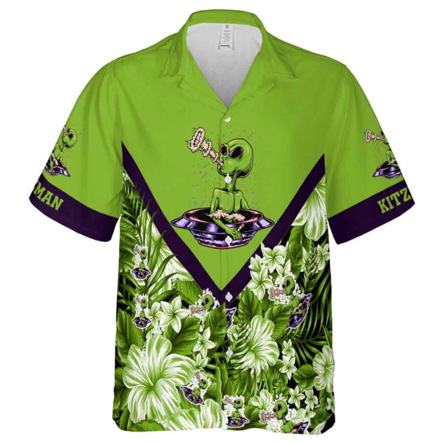 Customized Alien Bold Floral Number Hawaiian Shirt Fashion forward