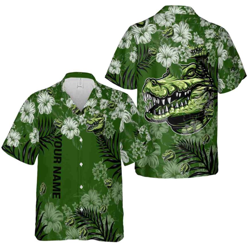 Customized Alligator Hibiscus Pattern Hawaiian Shirt Premium grade