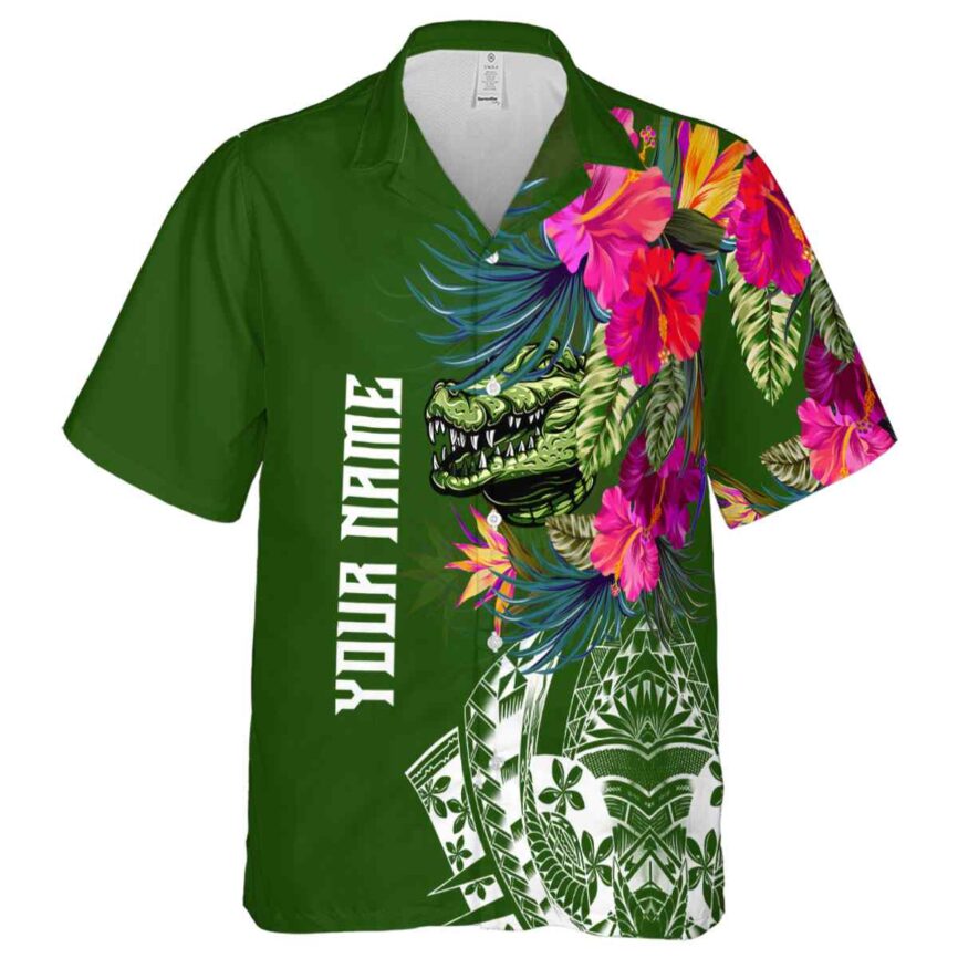 Customized Alligator Polynesian Flowers Hawaiian Shirt Fashion forward