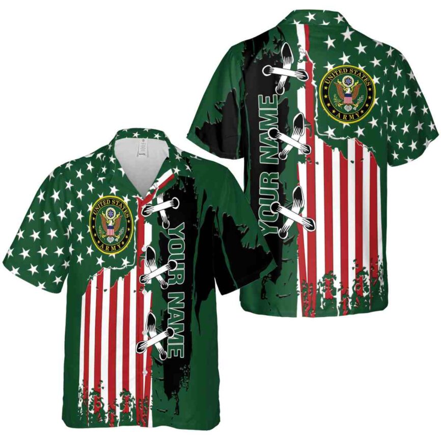 Customized Army Flag Stitches Hawaiian Shirt Premium grade