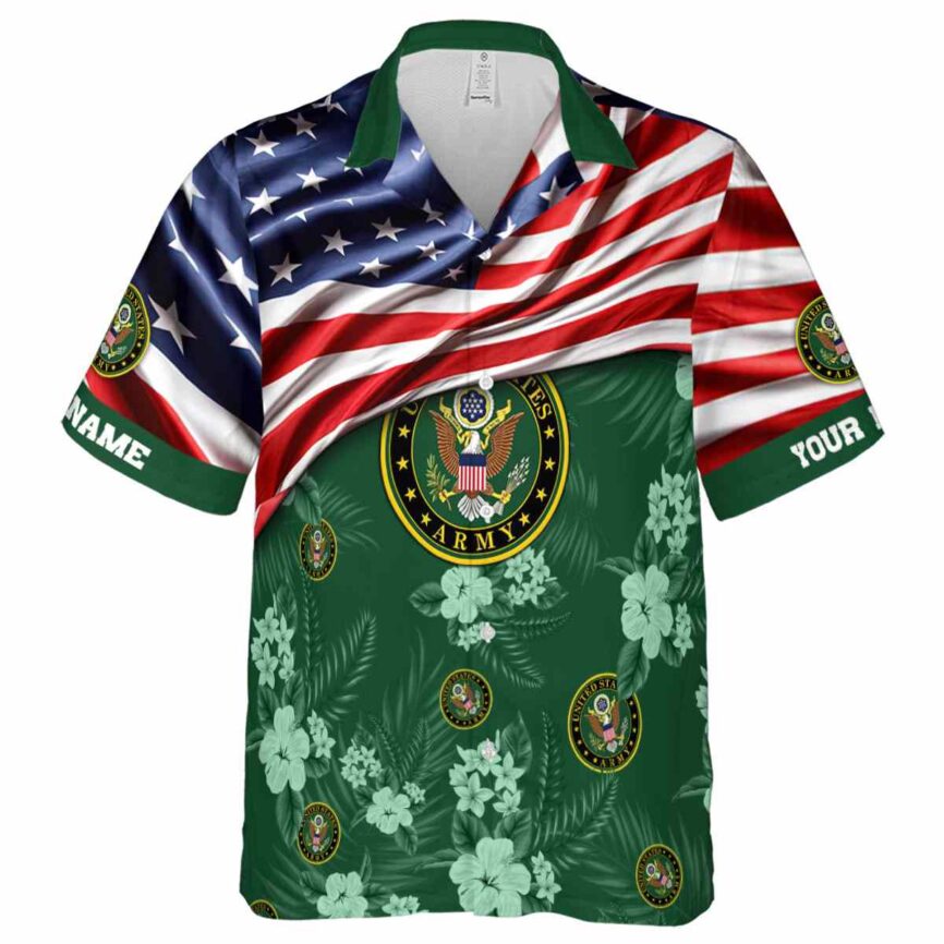 Customized Army US Flag Themed Hawaiian Shirt Fashion forward