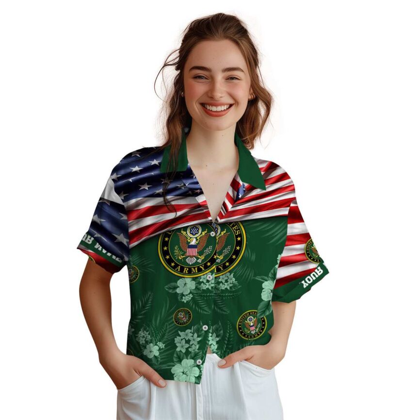 Customized Army US Flag Themed Hawaiian Shirt Top rated