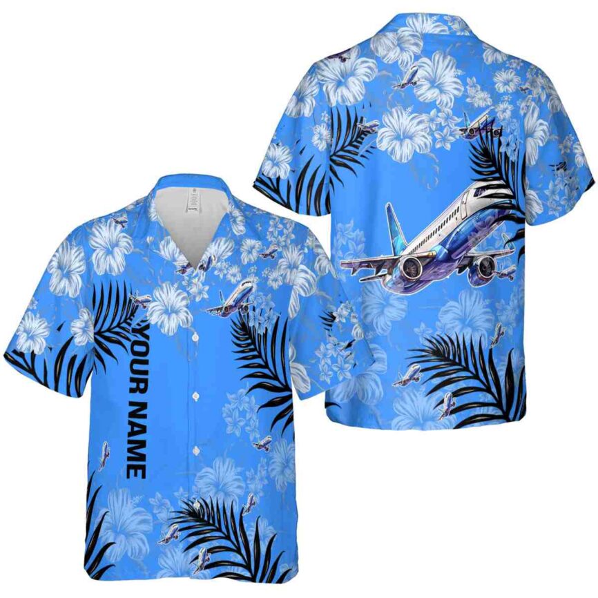 Customized Aviation Hibiscus Pattern Hawaiian Shirt Premium grade