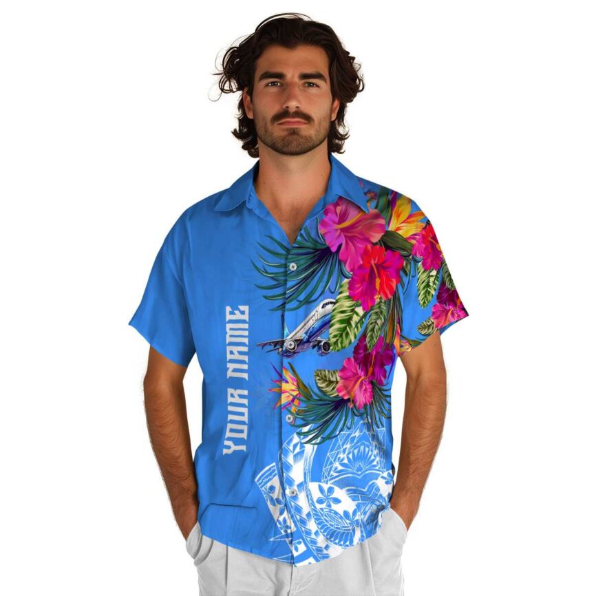 Customized Aviation Polynesian Flowers Hawaiian Shirt New Arrival