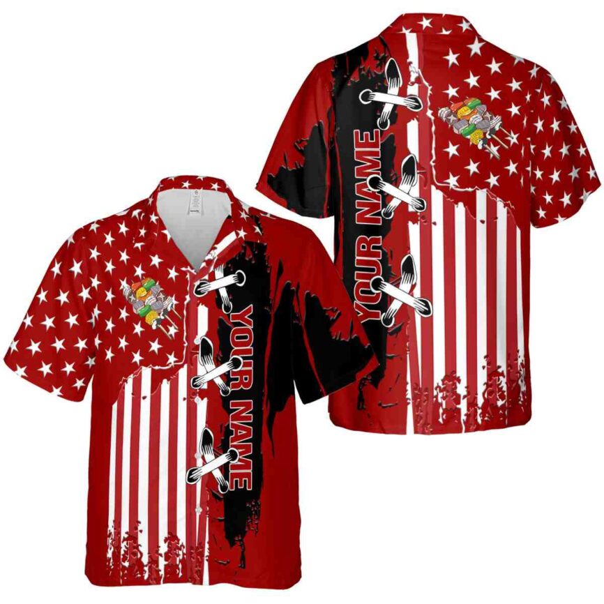 Customized BBQ Flag Stitches Hawaiian Shirt Premium grade