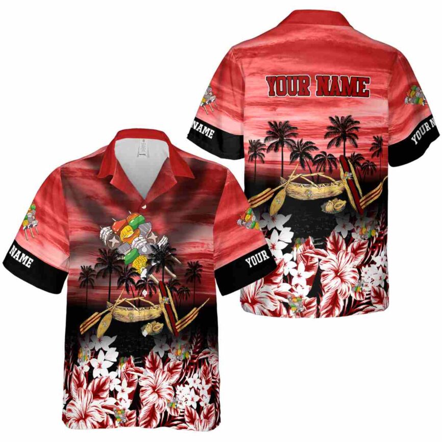 Customized BBQ Sunset Beach Canoe Hawaiian Shirt Premium grade